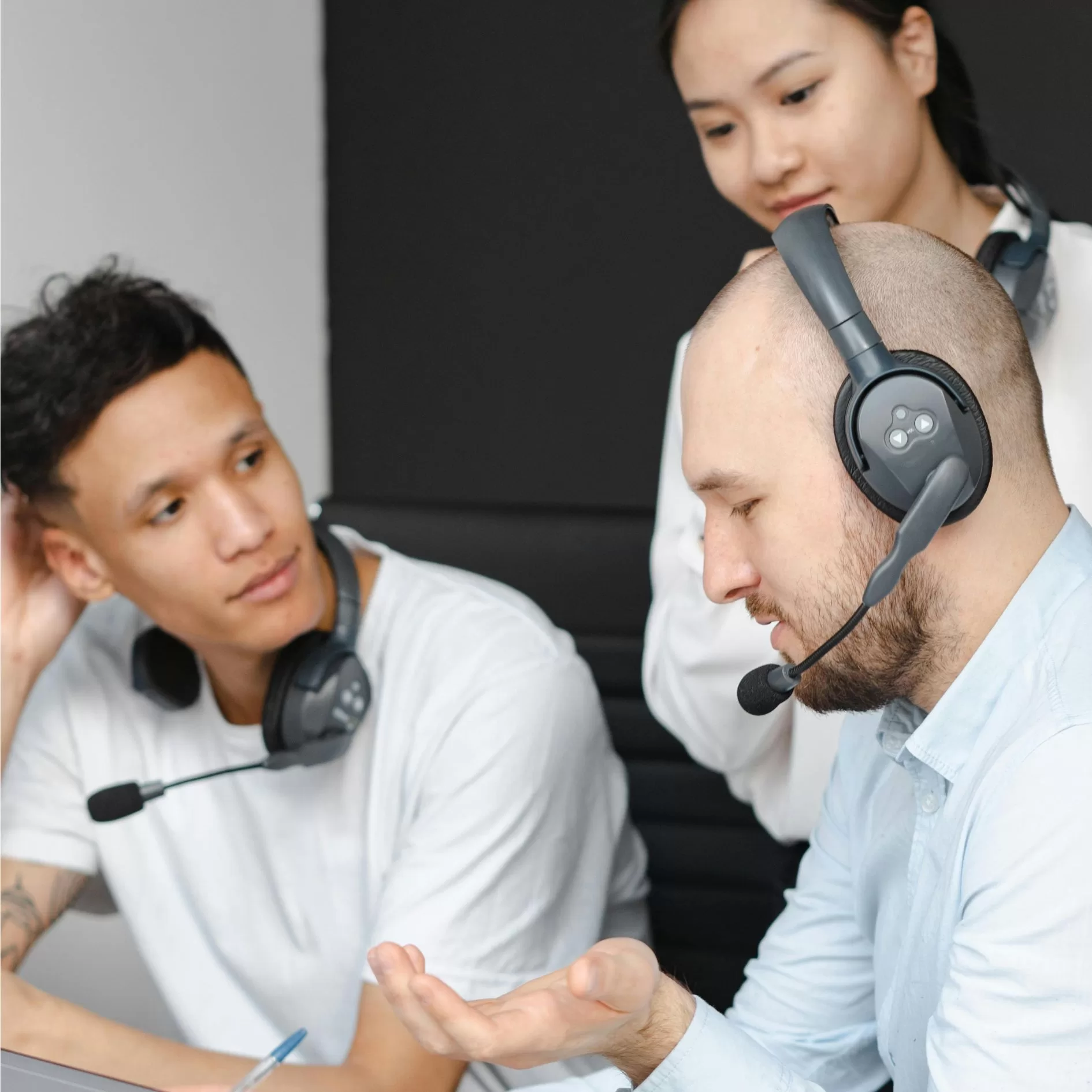 Three coworkers in an office.